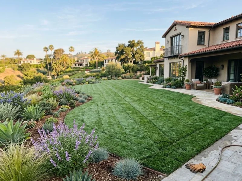 Premium sod lawn freshly installed at a Beverly Hills hillside property